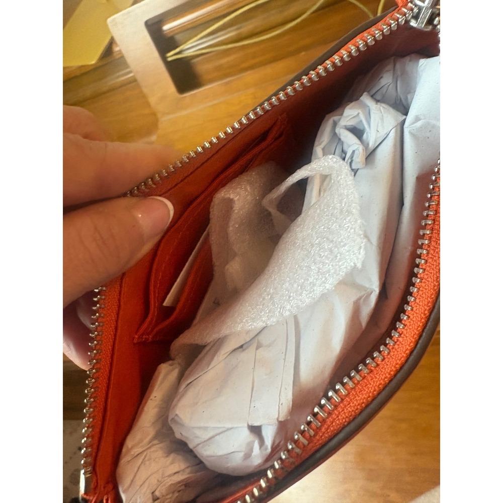 NWT Coach Nolita 19 Orange Leather Wristlet Handbag Signature C Silver Hardware - Picture 5 of 7